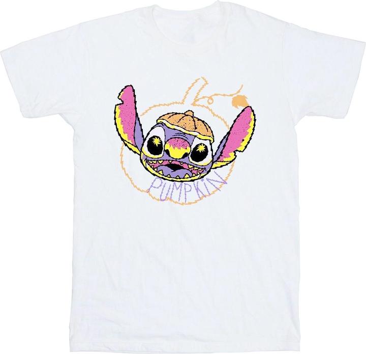 Actual product image Lilo & Stitch Mens Pumpkin Head Cotton T-Shirt (L)