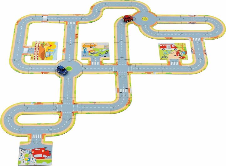 Goki Spielset Spielstrasse mit 2 Fahrzeugen (47 Teile)