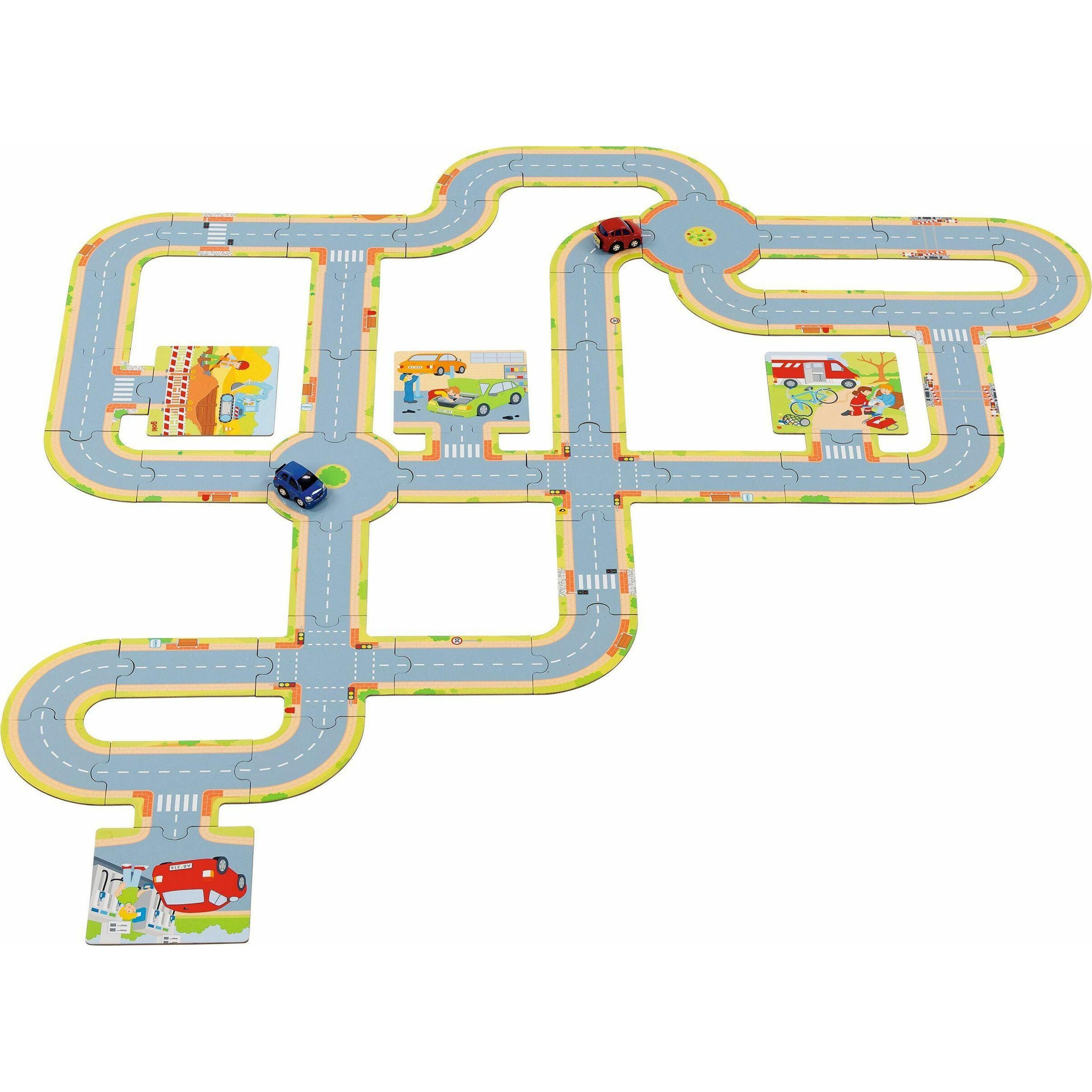 Goki Spielset Spielstrasse mit 2 Fahrzeugen (47 Teile) (57422)