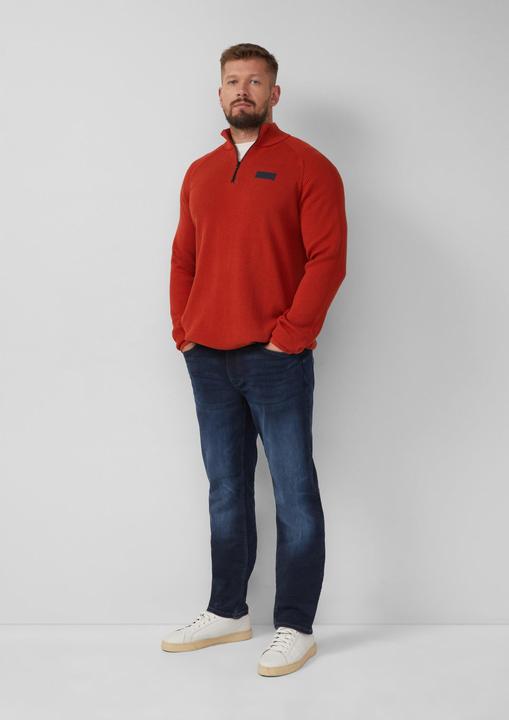 Produktbild s.Oliver Strickpullover Pullover aus Strukturstrick mit Troyer-Kragen (XXL)