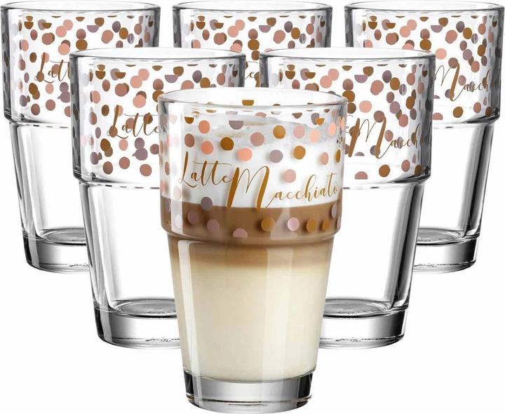 Produktbild Leonardo Latte Macchiato-Glas Solo Herz 410 ml, 6 Stück, Transparent (410 ml, 6 x)