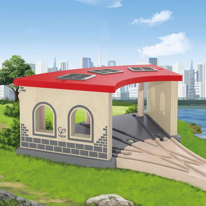 Actual product image Hape Large locomotive shed