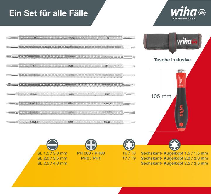 Produktbild Wiha Set SYSTEM 4 (Innensechskant, Phillipps-Kreuzschlitz (PH), Schlitzschrauben, TX)