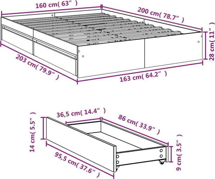 Image du produit vidaXL Bettgestell (160 x 200 cm)