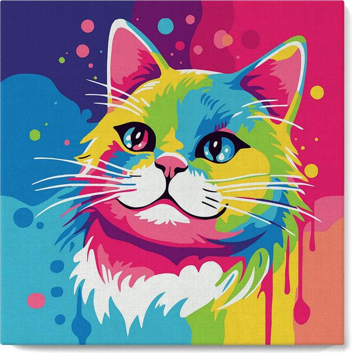 Immagine prodotto Figured'Art Mini Kit da Dipingere con i Numeri con Cornice - Gatto Pop Art Astratto