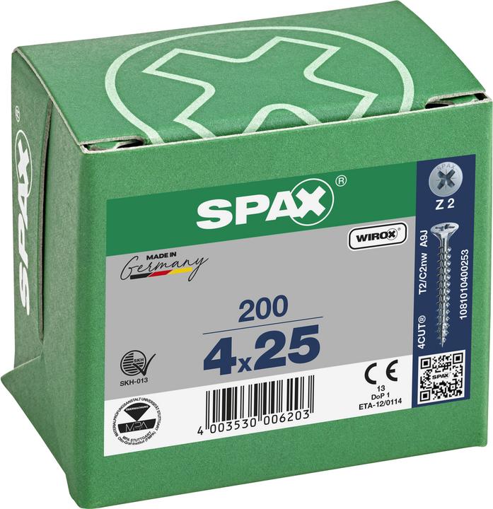 Produktbild Spax Senkmultikopf Kreuzschlitz Z2 Vollgewinde Wirox (200 Schrauben pro Stück)
