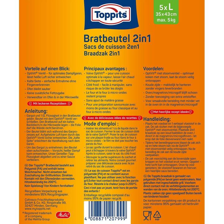 Produktbild Toppits Bratbeutel 2in1 (5x)