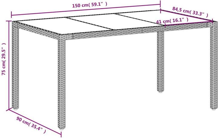 Produktbild vidaXL Gartentisch (150 x 90 x 75 cm)