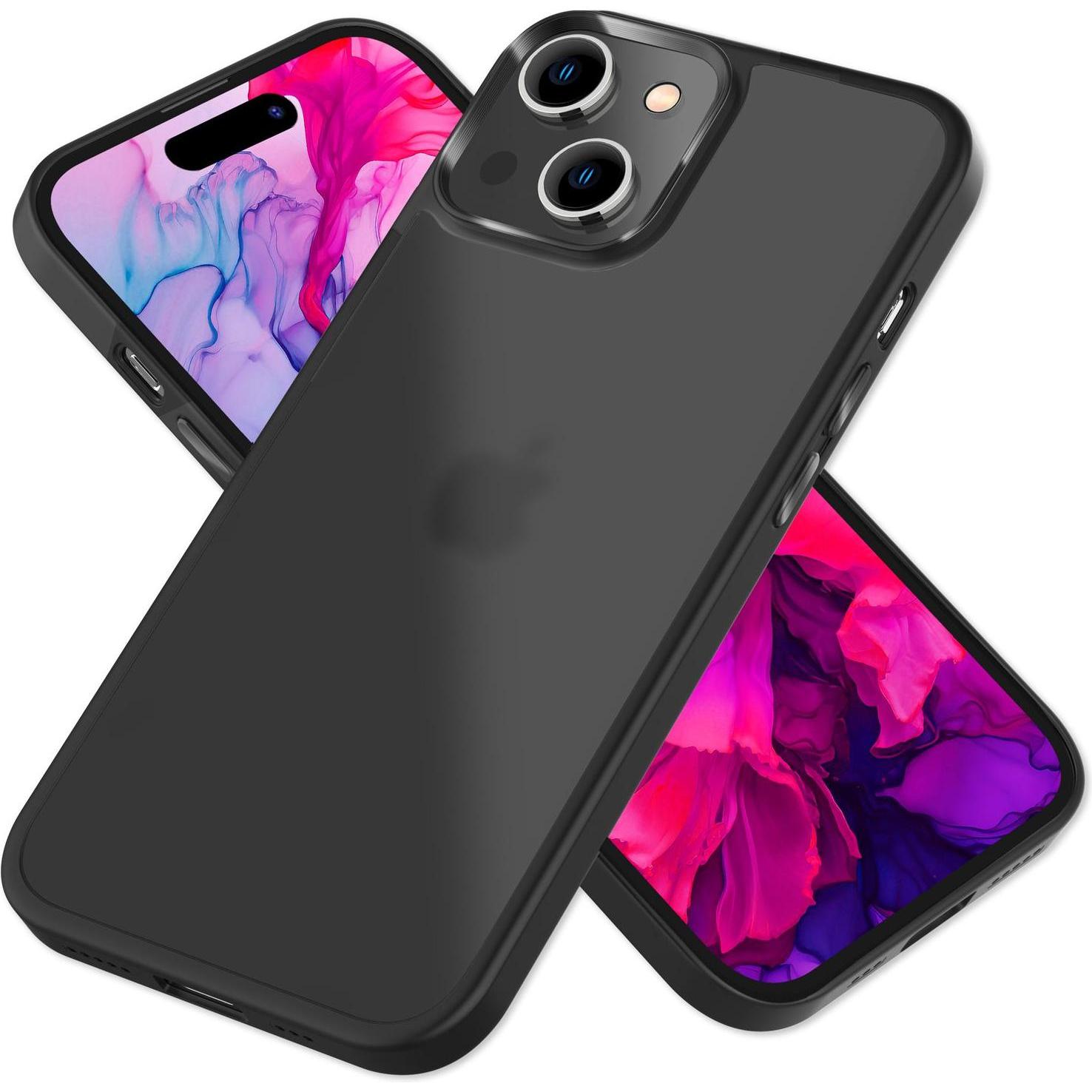 Nalia Hybrid Hülle Matt Transparent Frosted (Apple iPhone 15), Smartphone Hülle, Schwarz