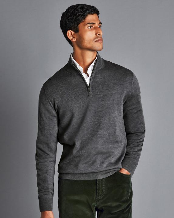 Actual product image Charles Tyrwhitt Merino Wool Quarter Zip Pullover (XL)