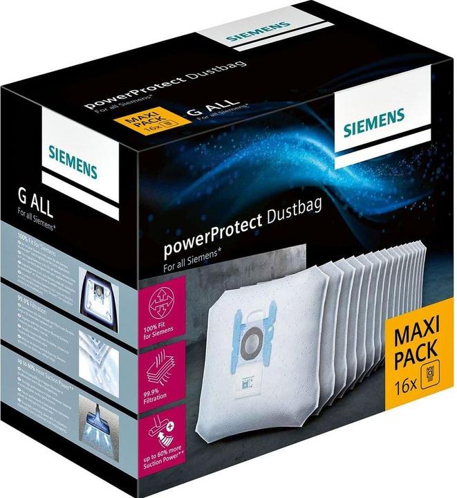 Actual product image Siemens Bosch Maxi-Pack 16 hoover bags powerProtect G ALL 17002855 VZ16GALL