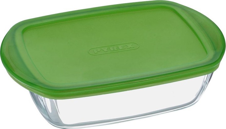 Image du produit Pyrex Dajar Récipient en verre avec couvercle Cook & Store rectangulaire, verre, transparent/vert (1.10 l)