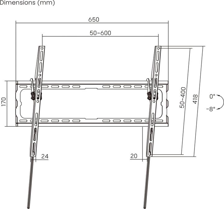 Image du produit PureMounts Wandhalterung PM-BT610 Schwarz (Mur, 45 kg, 37" - 80")