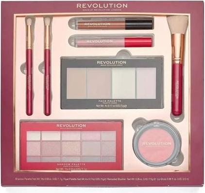 Makeup Revolution SET Reloaded Collection paleta cieni do powiek + prasowany róż do policzków +