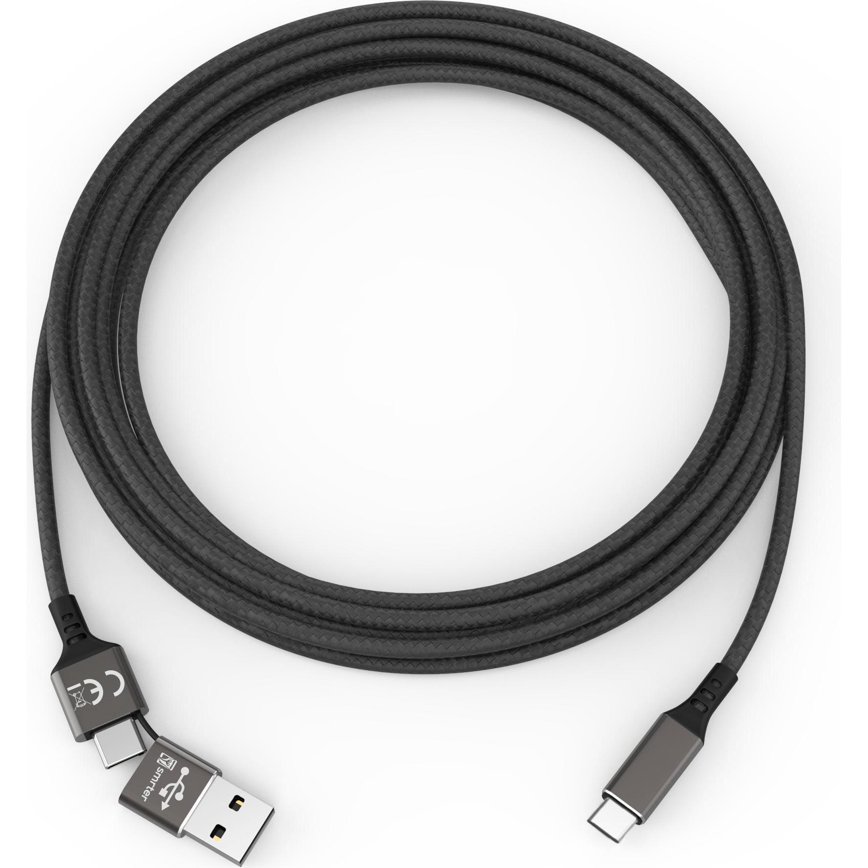 Smrter Speedy USB Ladekabel auf USB-C (1m), schwarz ( SPEEDY C BK) (1 m, USB 2.0), USB Kabel