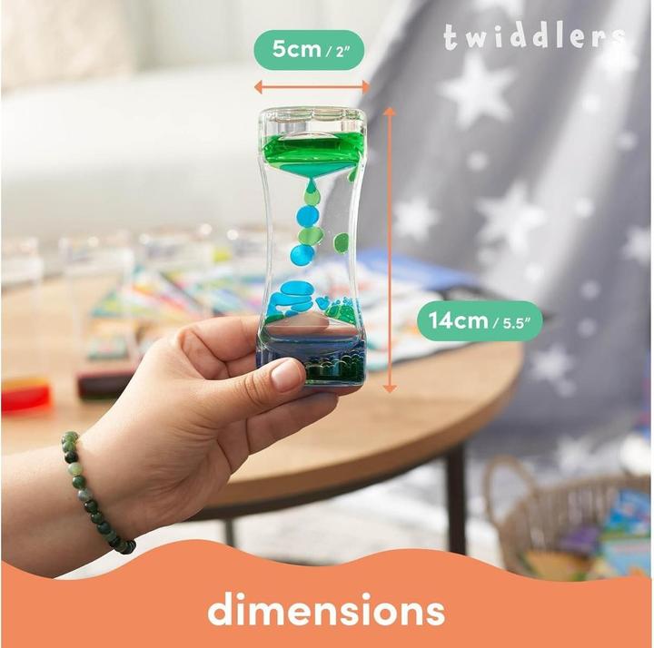 Actual product image The twiddlers Flüssige Sanduhr Liquid Motion Timer grün blau