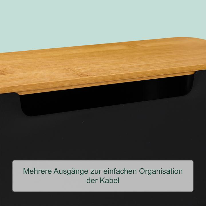 Image du produit Relaxdays Schwarze Kabelbox mit Bambusdeckel