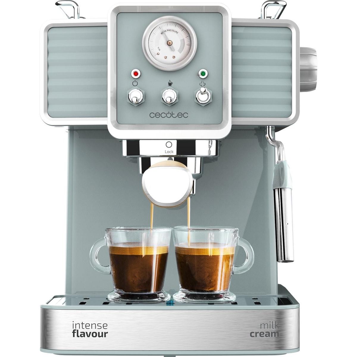 Cecotec Kaffeemaschine Express Power, Siebträgermaschine, Silber, Blau