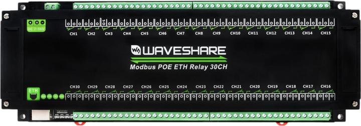 Actual product image WaveShare 30-channel relay PoE Ethernet module RTU/Modbus TCP protocol