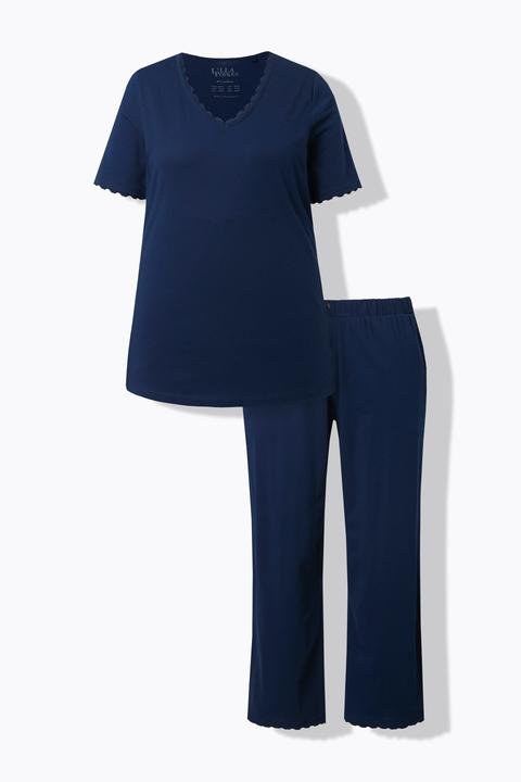 Produktbild Ulla Popken Pyjama, Spitze, V-Ausschnitt, Halbarm (50, 52)