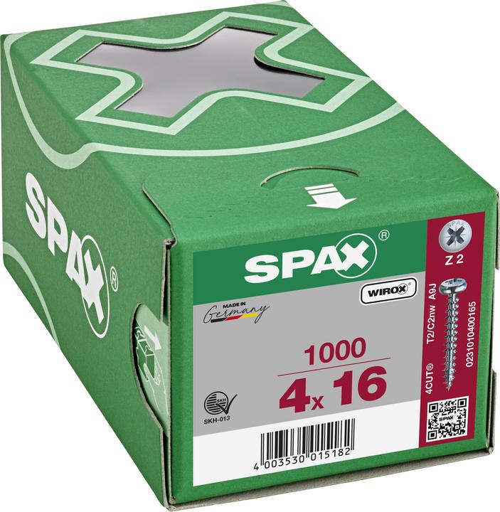 Actual product image Spax Half-Round Head Cross Recess Z2 Fully Threaded Wirox (1000 Screws per piece)