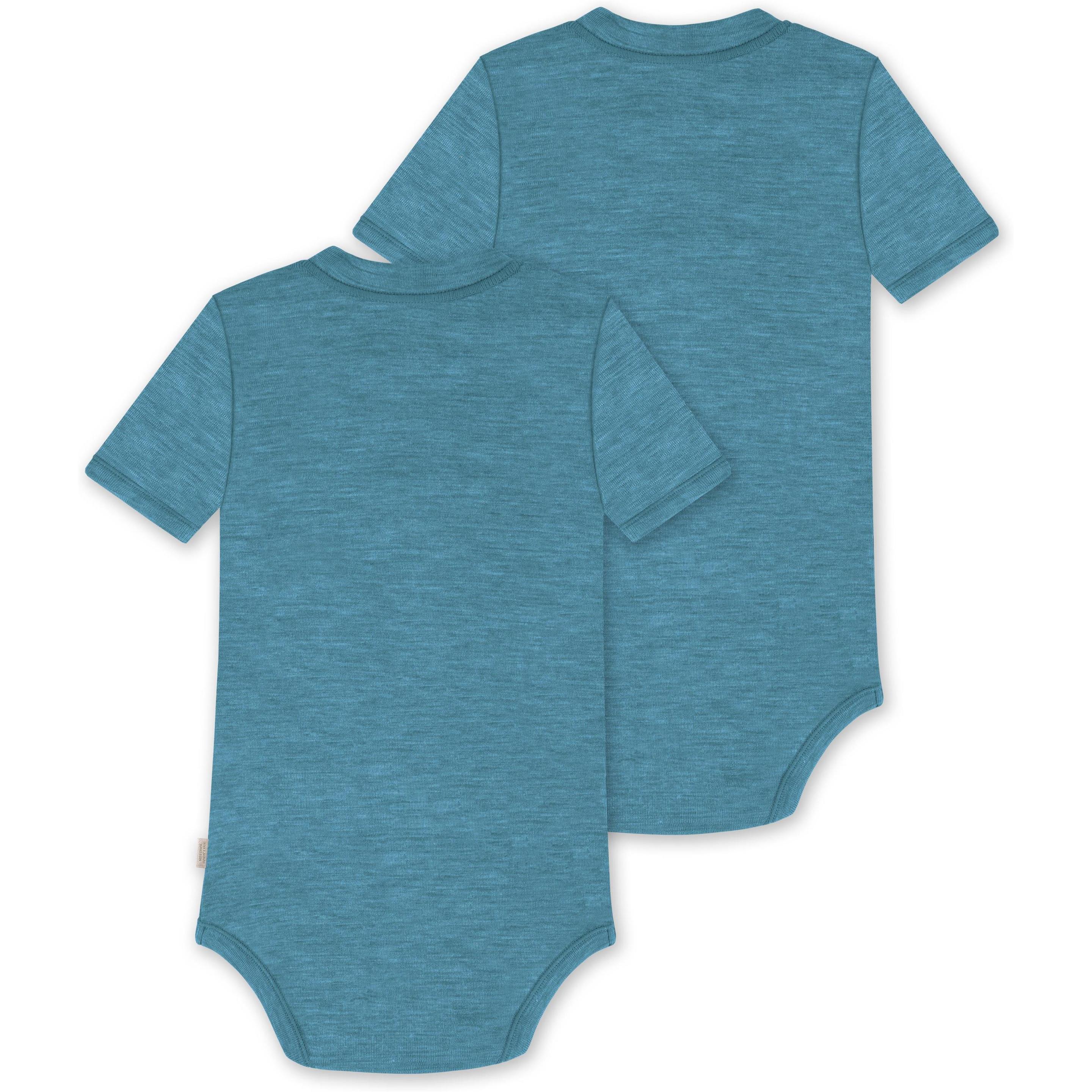 Thumbnail - Normani, Herren, Body, 2er Set Baby Merino Kurzarmbody „Tihoi" - 9313, Blau, (80)