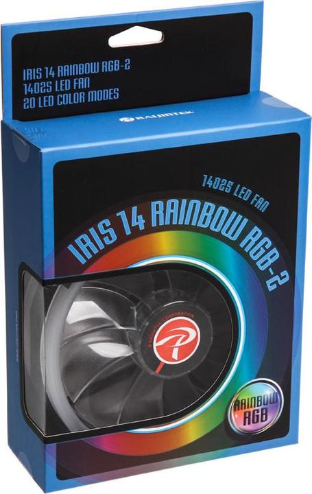 Produktbild Raijintek IRIS 14 Rainbow RGB LED-Lüfter, 2er Set inkl. Controller (140 mm, 2 x)