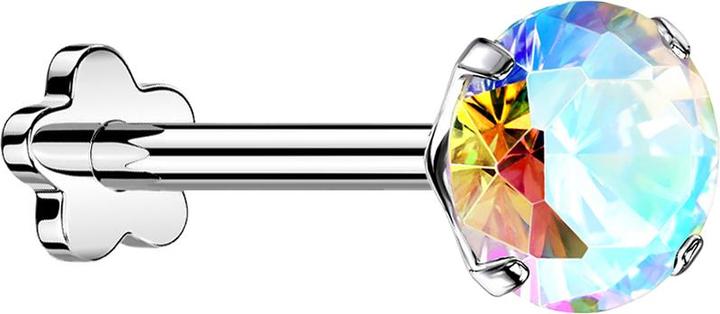 Produktbild Star Piercing Micro Threadless Labret Blume silber mit Kristall multicolor gefasst (Titan G23, ohne Messing)