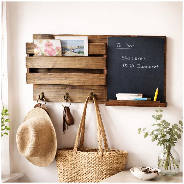 Image du produit HTI-Living Wandorganizer mit Tafel Natur Lino (Tableau d'affichage, 47 x 28 cm)