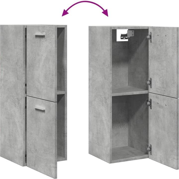 Produktbild vidaXL Bad Hängeschrank Badschrank Wandschrank Badezimmerschrank Betongrau (30 x 30 x 80 cm)