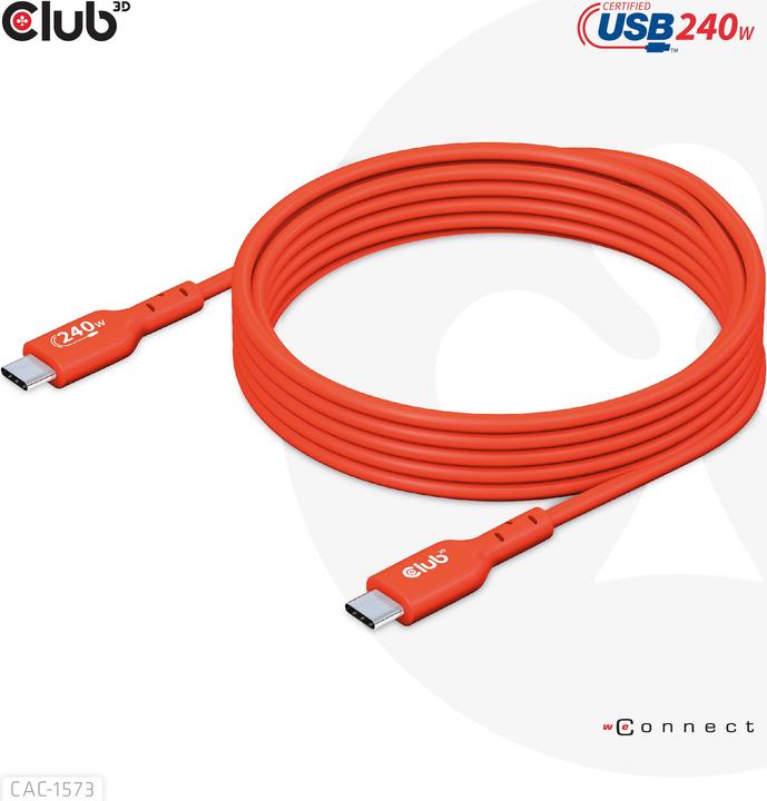 Actual product image Club 3D Club3D Cable USB 2 Type C PD / St/St (2 m, USB 2.0, 240 W)