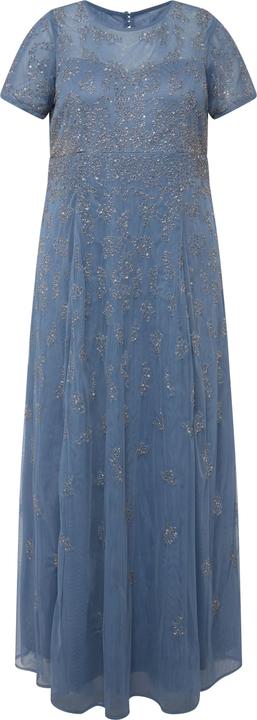 Image du produit Ulla Popken Robe en tulle. Perles brodées. Décolleté rond, manches courtes. (46)
