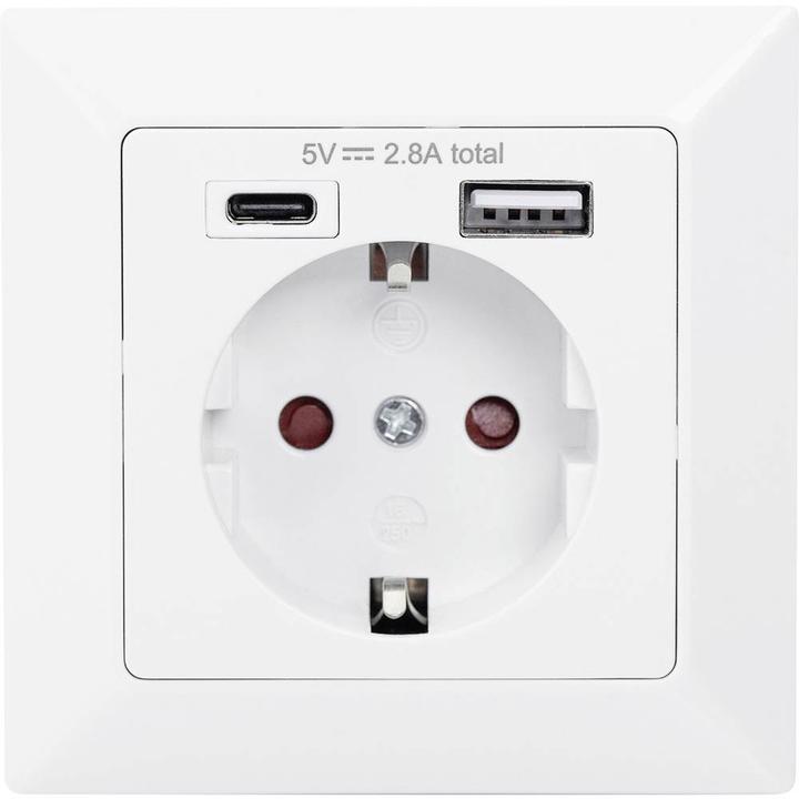 Actual product image Digitus Safety Plug for Flush Mounting with 1 x USB Type-C™, 1 x USB A