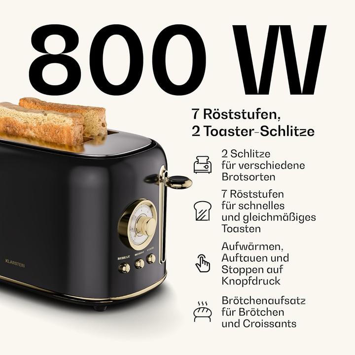 Immagine prodotto Klarstein Retro Frühstücksset mit Toaster, Wasserkocher & Kaffeemaschine (1.70 l)