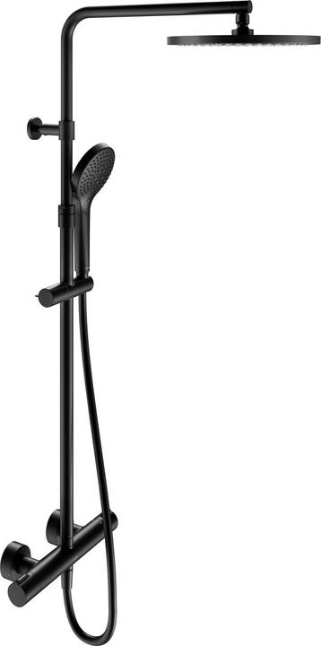 Keuco PLAN BLUE AP thermostatic shower mixer, with overhead shower, matt black