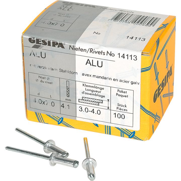 Actual product image Gesipa Rivets aveugles 4.0x7 mm aluminium 100 pièces