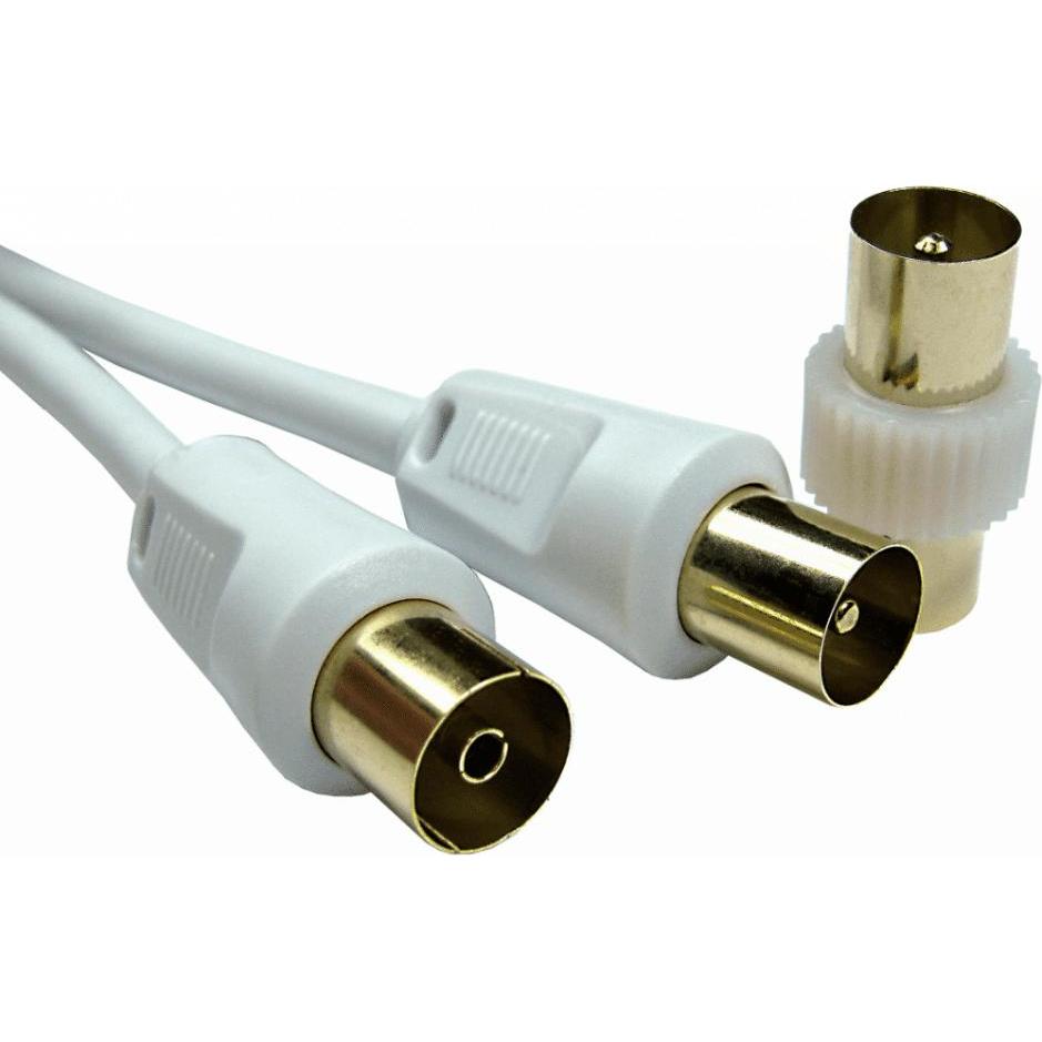Cables Direct CDL 2m TV Ext with Male Coup-Wht, Antennenkabel