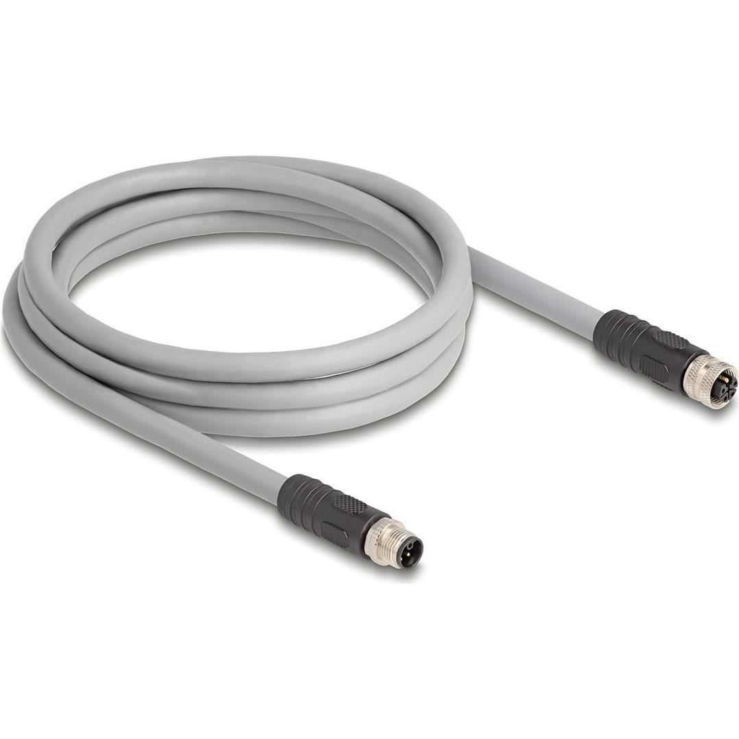 Delock M12 Kabel L-kodiert 5 Pin Stecker zu Buchse PUR schle, Elektronikkabel + Stecker, Grau