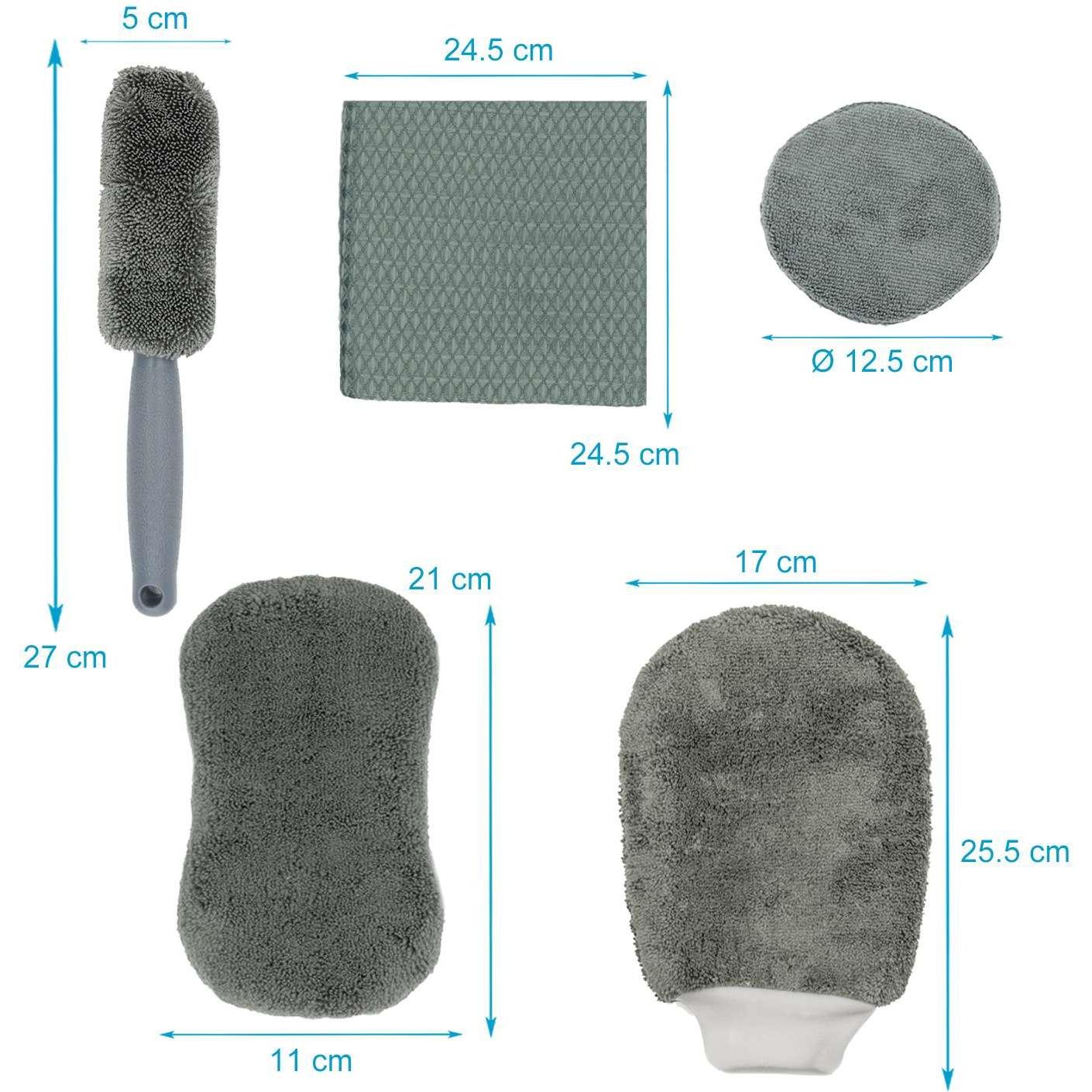 Thumbnail - Intirilife, Fahrzeugreinigung Zubehör, Autopflege Reinigung Set mit Mikrofaser Handschuh (9-tlg)