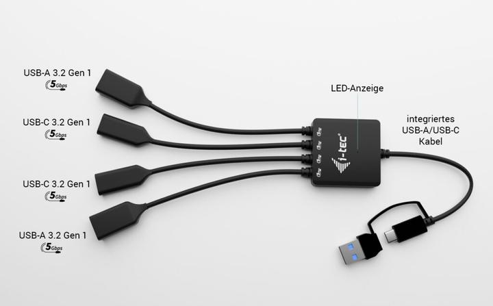 Produktbild i-tec Usb-C/A Cable Hub 4 Ports (USB-C, 4 Ports)