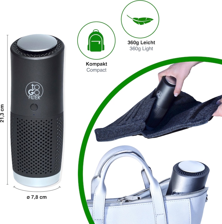 Actual product image toGo Filter Air purifier to-go, portable (15 m²)