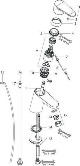 Produktbild hansgrohe Focus Einhebel-Waschtischarmatur 70 CoolStart mit Zugstangen-Ablaufgarnitur