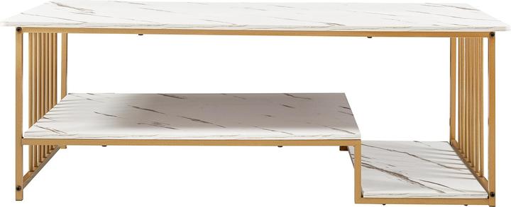 Produktbild En.Casa Couchtisch Klibro 120x60x42 cm Marmoroptik, weiss/Goldfarben