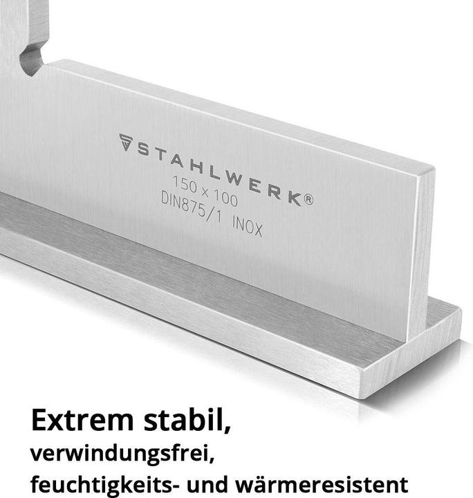 Immagine prodotto Stahlwerk Staffa di arresto 90° 150 x 100 mm DIN 875/1 in acciaio inox