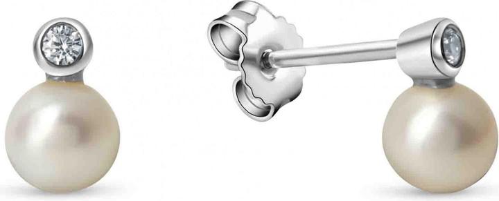 Image du produit Passion Boucles D'Oreilles Argent Rhodie - Zirconia - Perle D'Eau Douce (COU BIJOU, COU PIERRE)