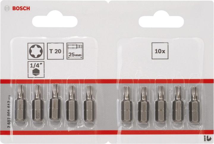 Produktbild Bosch Professional Zubehör Schrauberbit Extra-Hart T20, 25 mm, 10er-Pack (Innensechsrund TX)