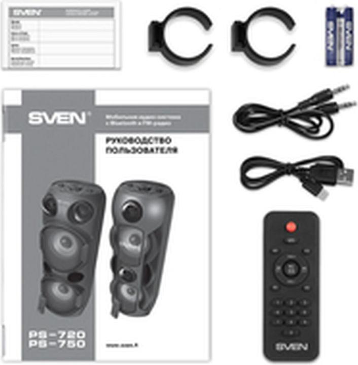 Actual product image Sven PS-720 portable speaker Mono portable speaker Black (10 h, Rechargeable battery operated, USB power delivery)