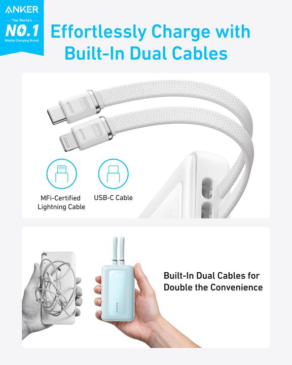 Image du produit Anker Banque de puissance 10K, 30W Blanc (10000 mAh, 30 W, 37 Wh)