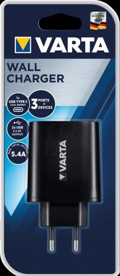 Image du produit Varta Chargeur mural 27W 2 x USB 2,4A + USB Type C 3,0A (27 W)