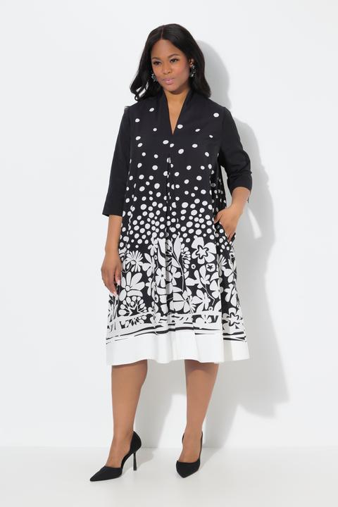 Actual product image Ulla Popken Flower Print 3/4 Sleeve Dress (56)